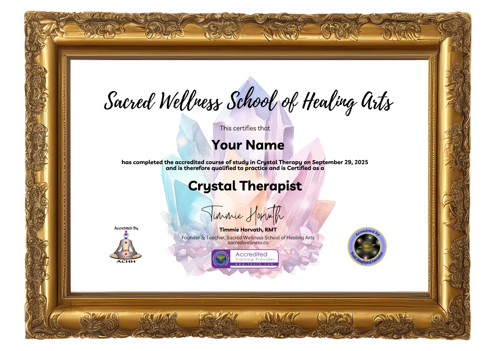 Certified Crystal Healer Certified Crystal Therapist